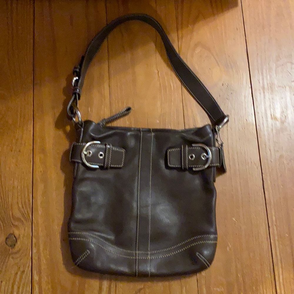 Brown leather coach purse